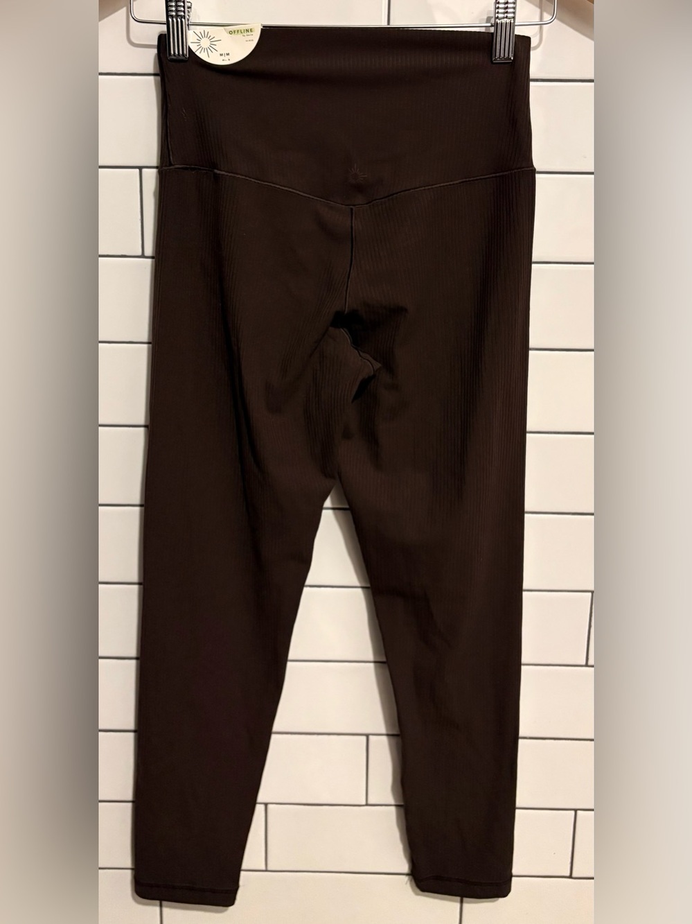 New OFFLINE By Aerie Real Me XTRA High Waisted Ribbed Legging Deep Earth Brown M - Picture 8 of 12